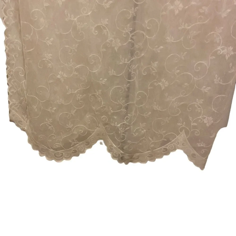 #8056 Long beige Lace with Floral Window Curtain 54 in x 84 IN